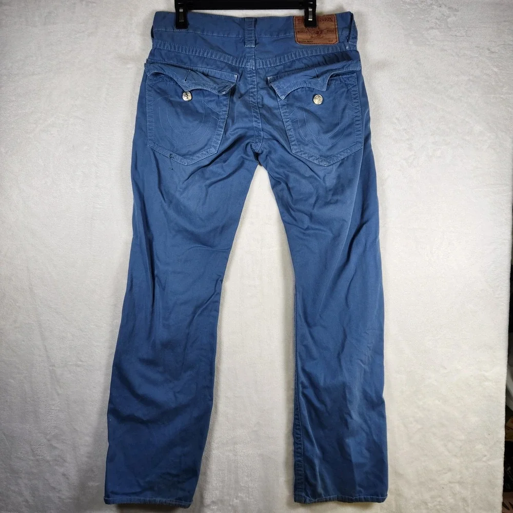 True Religion Mens Blue Pants Size 33 Distressed Denim‎ Jeans